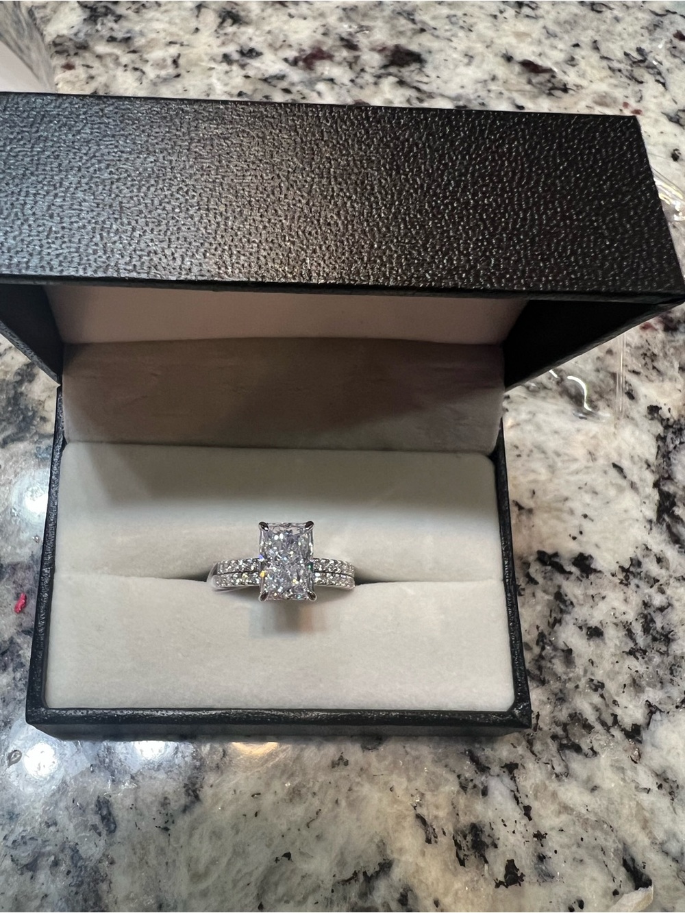 Louily 3.5 Carat Radiant Cut Wedding Set in Sterling Silver Size 7